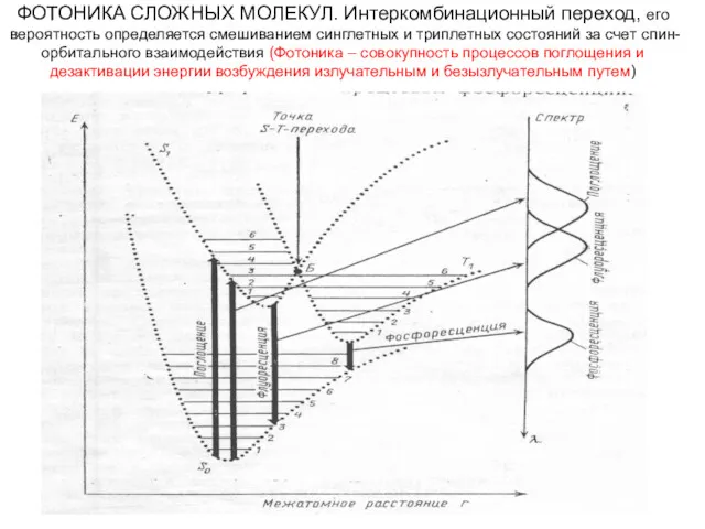 ФОТОНИКА СЛОЖНЫХ МОЛЕКУЛ. Интеркомбинационный переход, его вероятность определяется смешиванием синглетных