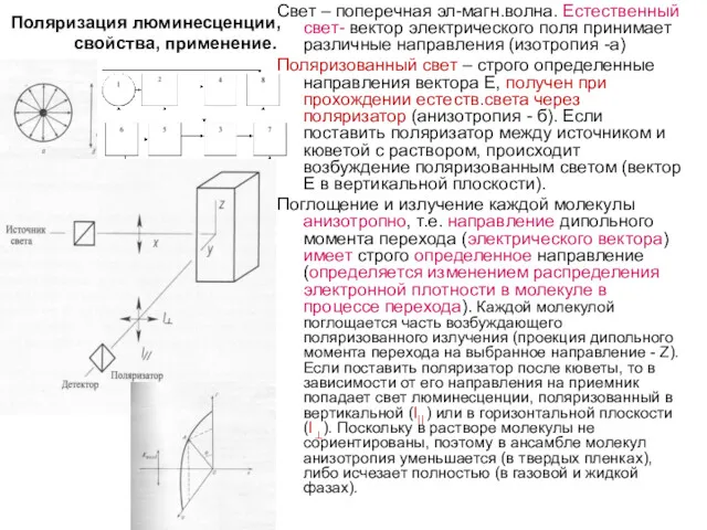 Поляризация люминесценции, свойства, применение. Свет – поперечная эл-магн.волна. Естественный свет-