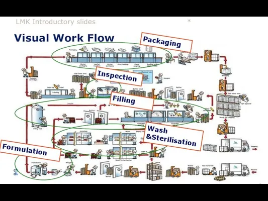 Visual Work Flow LMK Introductory slides * Packaging Wash &Sterilisation Formulation Filling Inspection