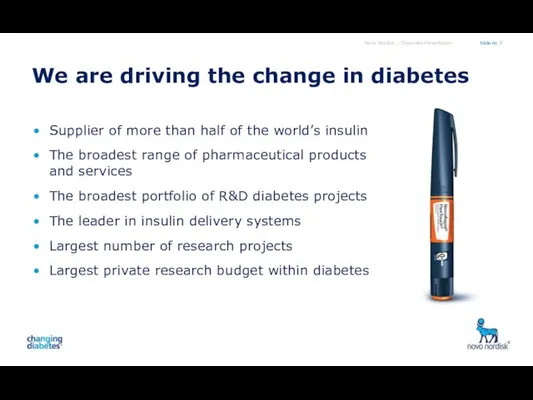 We are driving the change in diabetes Novo Nordisk –