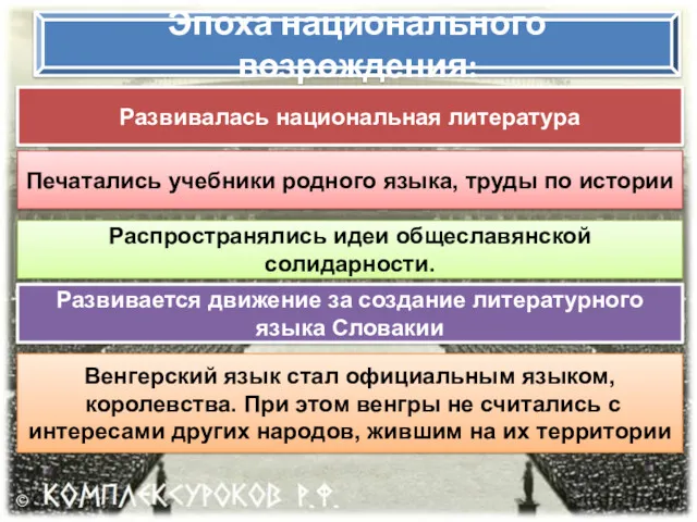 Эпоха национального возрождения: Развивалась национальная литература Печатались учебники родного языка,