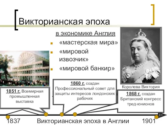 Викторианская эпоха 1837 Викторианская эпоха в Англии 1901 1851 г.