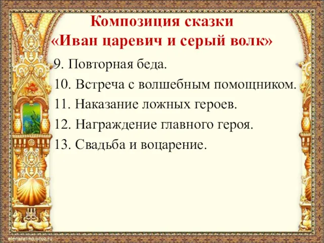 Композиция сказки «Иван царевич и серый волк» 9. Повторная беда.