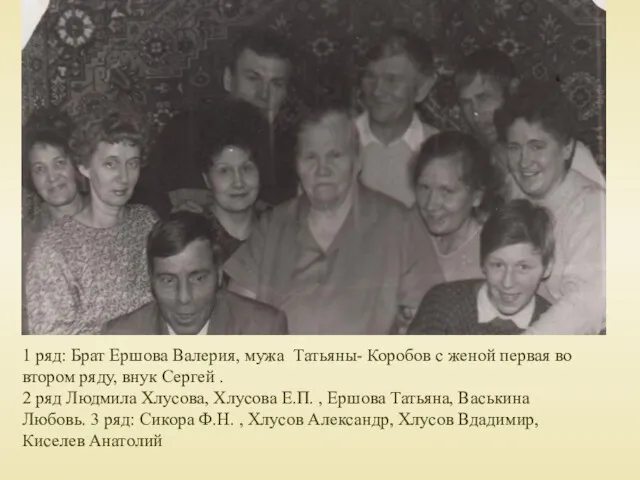 1 ряд: Брат Ершова Валерия, мужа Татьяны- Коробов с женой