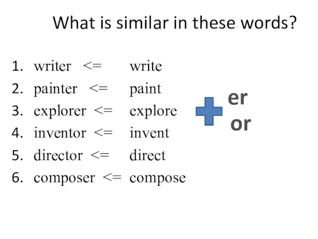 writer painter explorer inventor director composer What is similar in