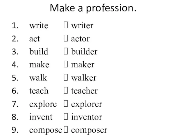 writer actor builder maker walker teacher explorer inventor composer Make