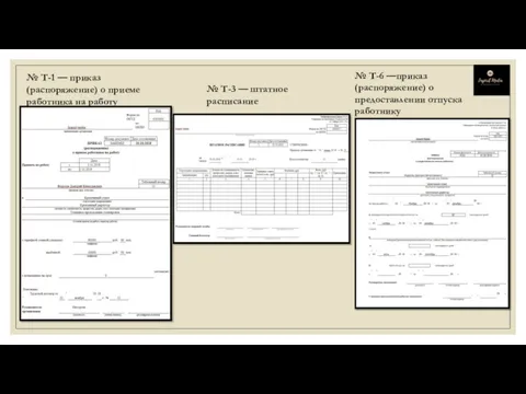 № Т-1 — приказ (распоряжение) о приеме работника на работу № Т-6 —приказ