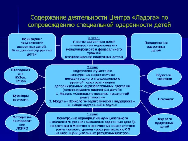 Содержание деятельности Центра «Ладога» по сопровождению специальной одаренности детей 3