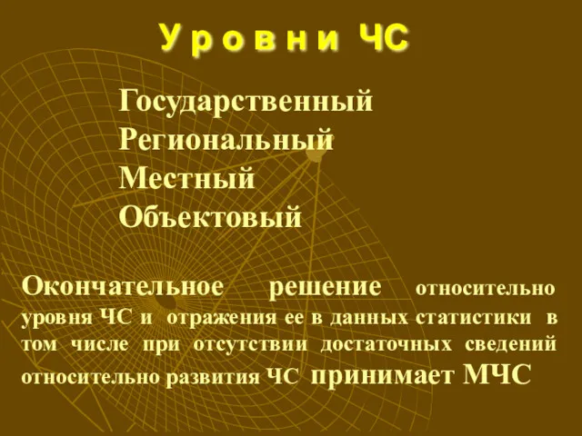 Государственный Региональный Местный Объектовый У р о в н и