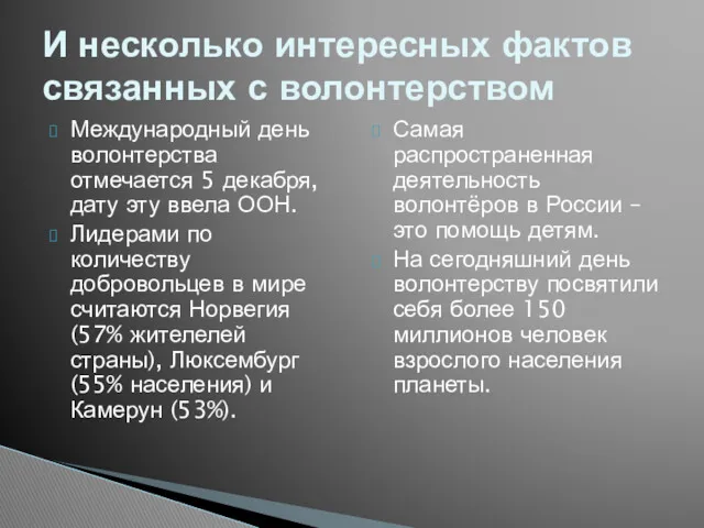 Международный день волонтерства отмечается 5 декабря, дату эту ввела ООН.