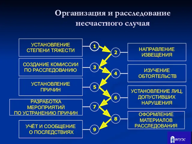 ОФОРМЛЕНИЕ МАТЕРИАЛОВ РАССЛЕДОВАНИЯ 1 2 3 4 5 6 РАЗРАБОТКА МЕРОПРИЯТИЙ ПО УСТРАНЕНИЮ