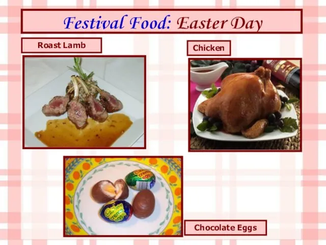 Festival Food: Easter Day Chocolate Eggs Roast Lamb Chicken