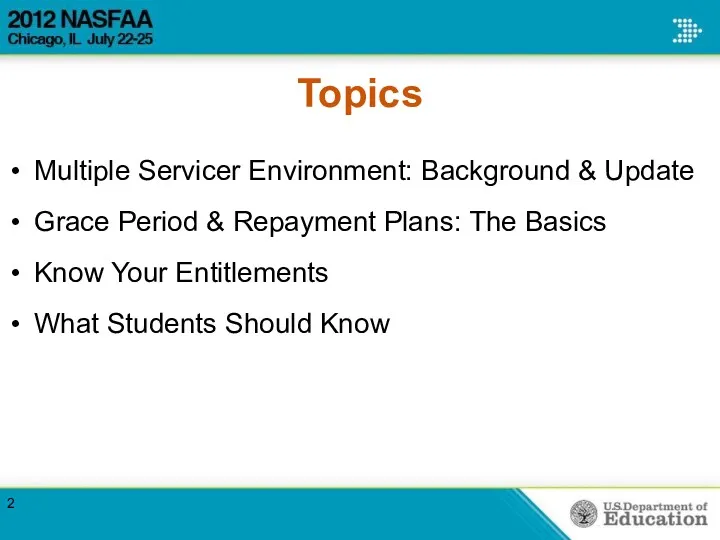 Topics Multiple Servicer Environment: Background & Update Grace Period &