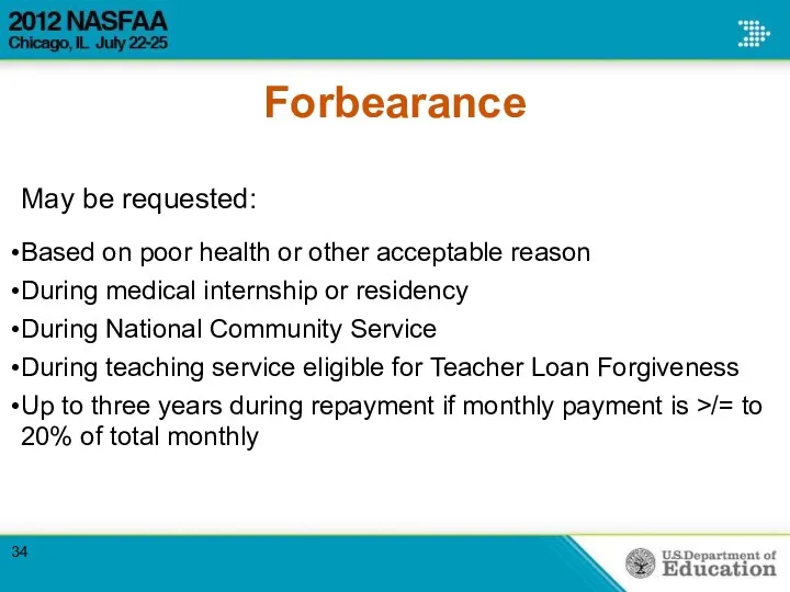 Forbearance May be requested: Based on poor health or other