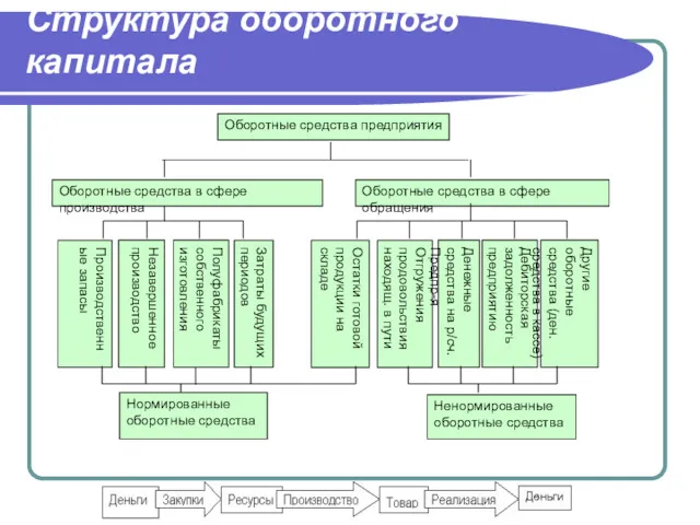 Структура оборотного капитала Оборотные средства в сфере обращения Производственные запасы