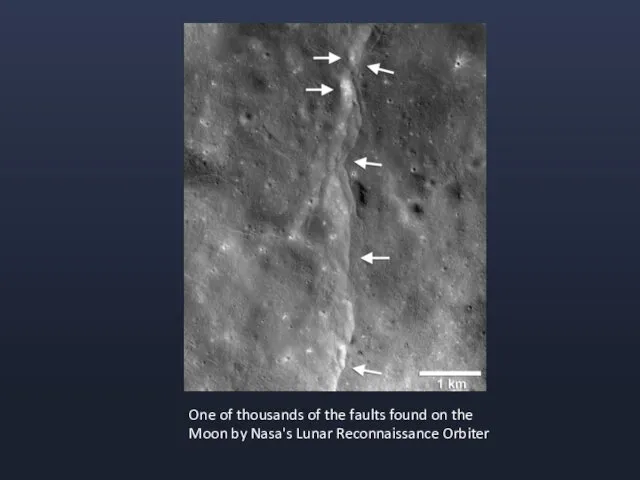 One of thousands of the faults found on the Moon by Nasa's Lunar Reconnaissance Orbiter