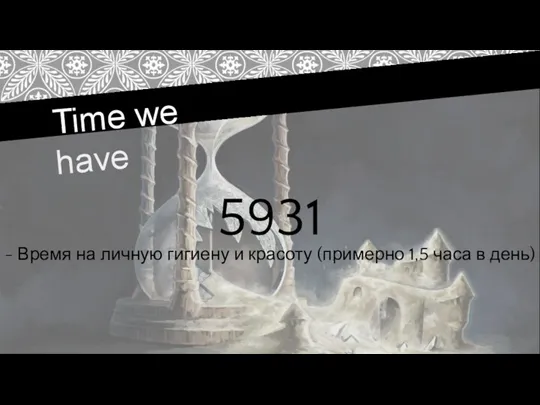 Time we have 5931 - Время на личную гигиену и красоту (примерно 1,5 часа в день)