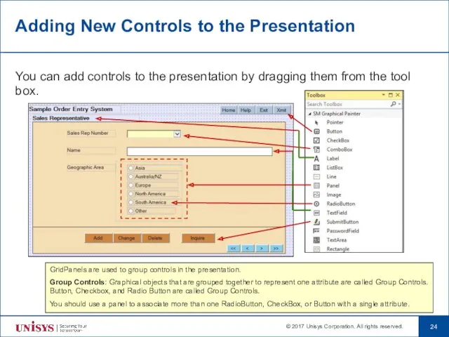 Adding New Controls to the Presentation You can add controls to the presentation