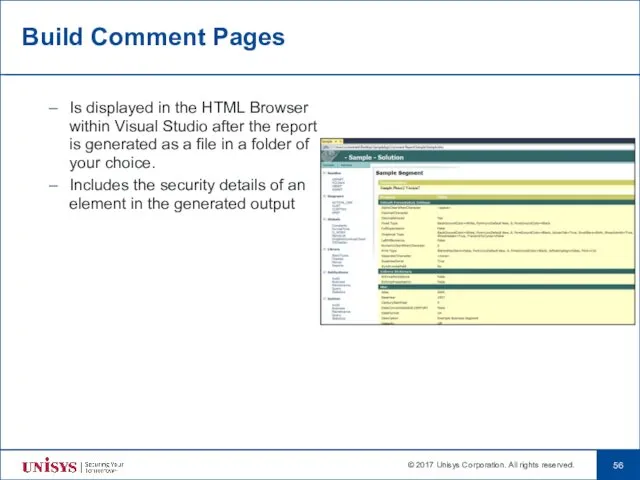 Build Comment Pages Is displayed in the HTML Browser within Visual Studio after