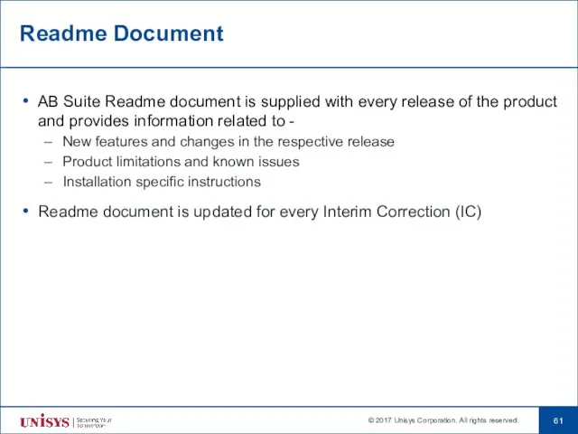 Readme Document AB Suite Readme document is supplied with every