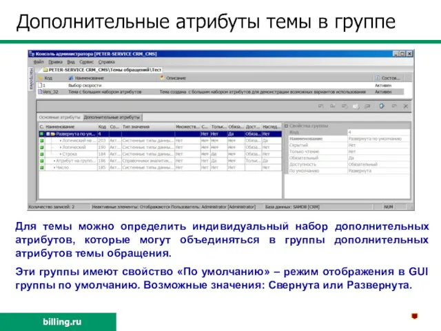 Дополнительные атрибуты темы в группе Для темы можно определить индивидуальный