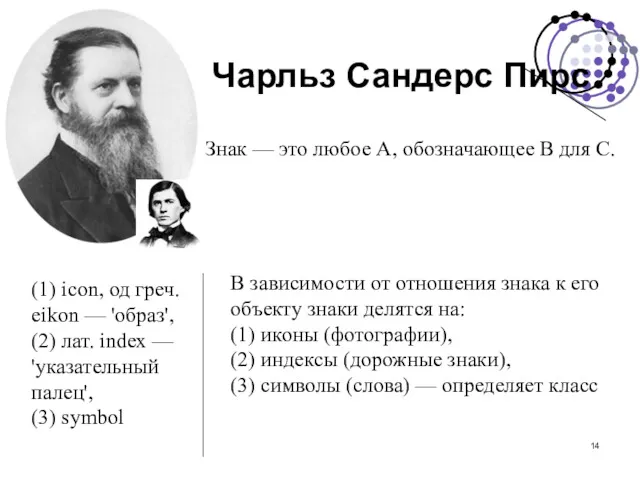 Чарльз Сандерс Пирс Знак — это любое А, обозначающее В