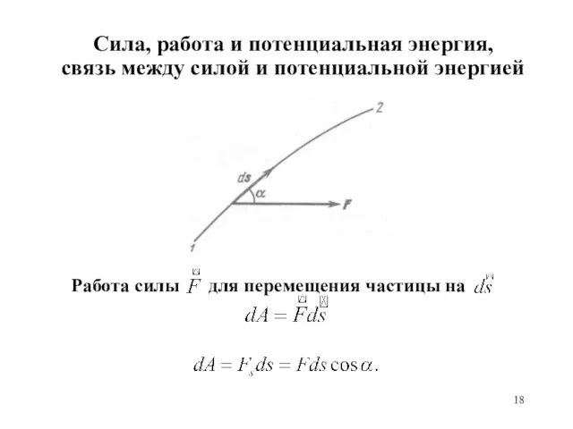 Сила, работа и потенциальная энергия, связь между силой и потенциальной энергией