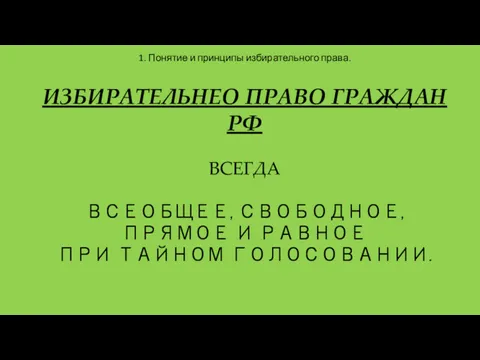 1. Понятие и принципы избирательного права. ИЗБИРАТЕЛЬНЕО ПРАВО ГРАЖДАН РФ