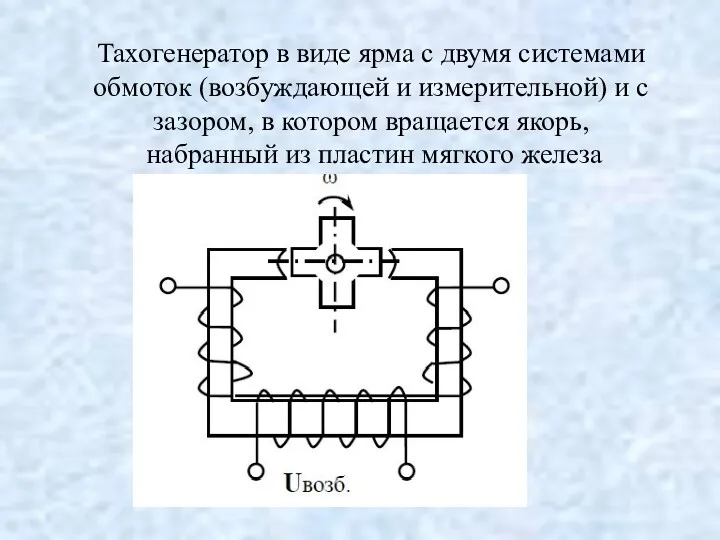 Тахогенератор в виде ярма с двумя системами обмоток (возбуждающей и