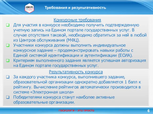 Конкурсные требования Для участия в конкурсе необходимо получить подтвержденную учетную