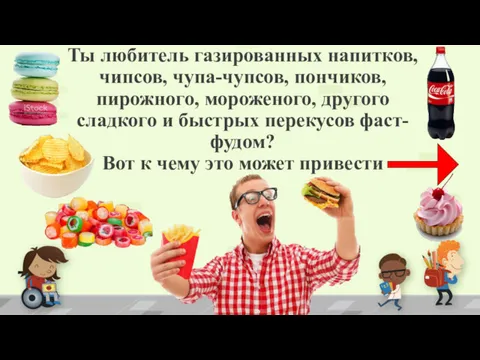 Ты любитель газированных напитков, чипсов, чупа-чупсов, пончиков, пирожного, мороженого, другого