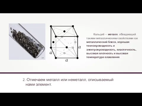 2. Отмечаем металл или неметалл, описываемый нами элемент. Jurii Кальций