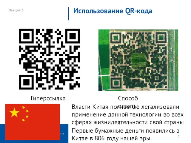 Лекция 3 Использование QR-кода Способ оплаты Гиперссылка Власти Китая полностью