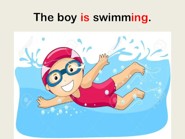 The boy is swimming.