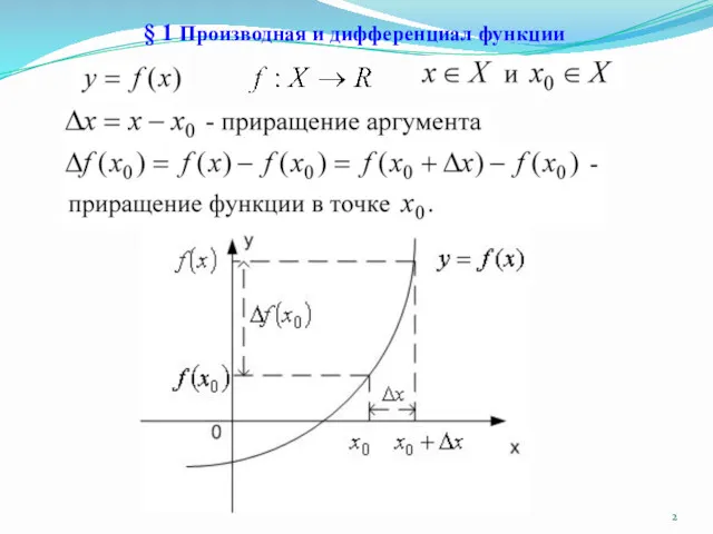 § 1 Производная и дифференциал функции