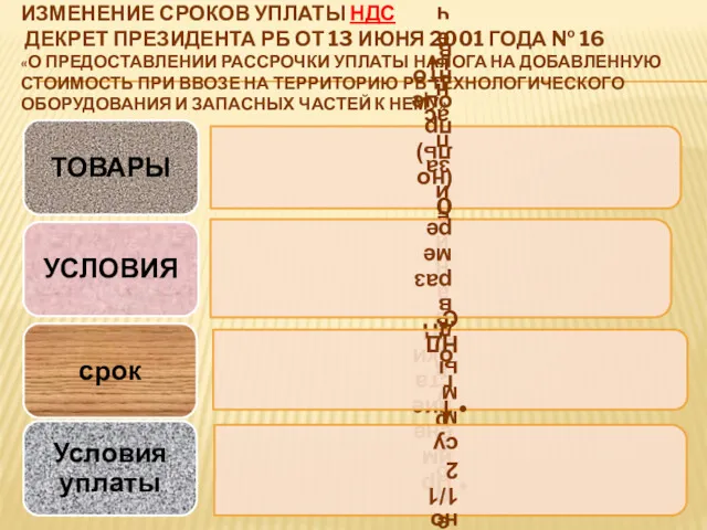 ИЗМЕНЕНИЕ СРОКОВ УПЛАТЫ НДС ДЕКРЕТ ПРЕЗИДЕНТА РБ ОТ 13 ИЮНЯ