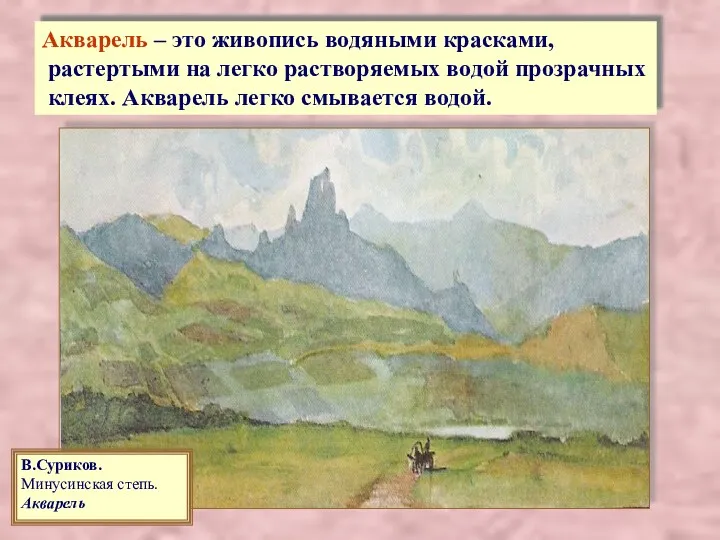 Акварель – это живопись водяными красками, растертыми на легко растворяемых