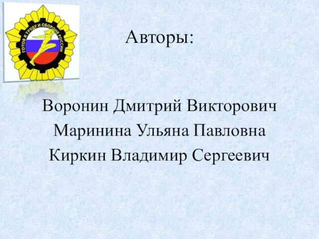 Авторы: Воронин Дмитрий Викторович Маринина Ульяна Павловна Киркин Владимир Сергеевич