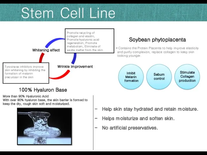 Stem Cell Line Soybean phytoplacenta 100% Hyaluron Base Contains the