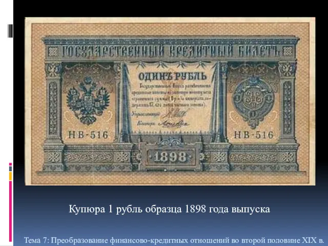 Купюра 1 рубль образца 1898 года выпуска Тема 7: Преобразование