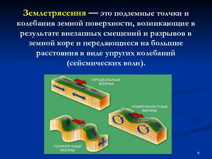 Землетрясения — это подземные толчки и колебания земной поверхности, возникающие