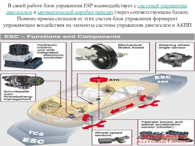 В своей работе блок управления ESP взаимодействует с системой управления