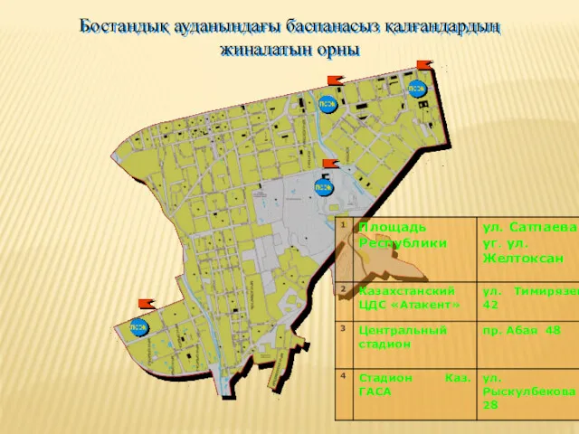 Бостандық ауданындағы баспанасыз қалғандардың жиналатын орны