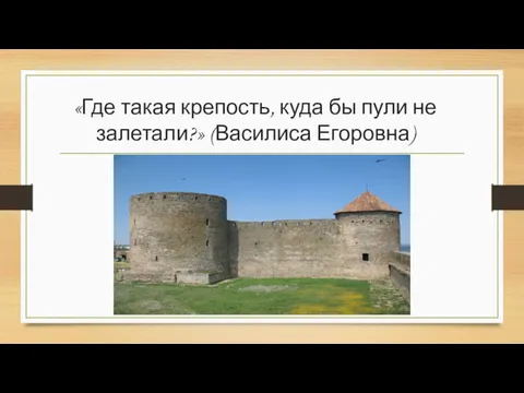 «Где такая крепость, куда бы пули не залетали?» (Василиса Егоровна)