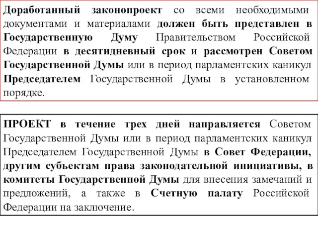 Доработанный законопроект со всеми необходимыми документами и материалами должен быть