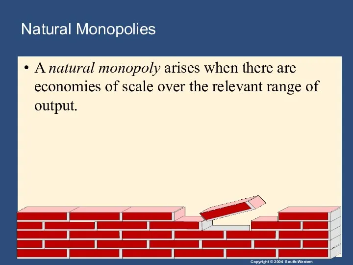 Natural Monopolies A natural monopoly arises when there are economies of scale over
