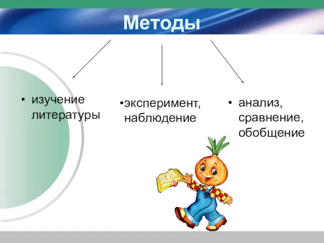 Методы изучение литературы анализ, сравнение, обобщение эксперимент, наблюдение