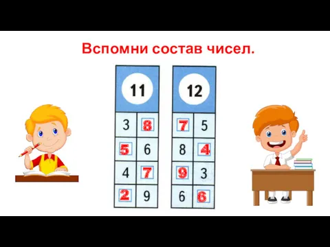 Вспомни состав чисел. 8 5 7 2 7 4 9 6