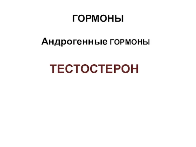 ГОРМОНЫ Андрогенные ГОРМОНЫ ТЕСТОСТЕРОН