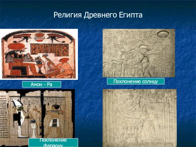 Религия Древнего Египта Амон - Ра Поклонение солнцу Поклонение фараону